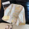 Calidad Garantizada Reductor de Edad Nuevo Estilo Chino Nacional Estilo Hebilla Empalme Mejorado Elegante Top Chaqueta Cardigan Camisa para Mujeres
