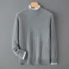 Suéter de Lana Pura Nuevo Otoño/Invierno Baicai Rong para Hombre Suéter de Cuello Alto Simple Casual de Negocios Capa Base de Punto para el Trabajo