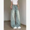Jeans Retro Lavados y Desgastados de Calle Americana para Mujer, Pantalones Rectos Sueltos y Caídos de Longitud Completa, Marca de Moda