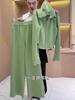 Talla grande para mujer Nuevo estilo Estilo deportivo Conjunto de pantalones rectos Cárdigan con cremallera con capucha Verde Manga larga Conjunto de dos piezas para mujer
