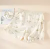 Pantalones de Dormir de Maternidad, Pantalones de Algodón Puro Clase A con Soporte para el Vientre, Shorts Delgados de Gasa de Doble Capa de Cintura Alta Ajustables para Primavera y Verano, Adecuados para Usar Afuera