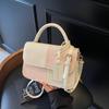 Bolsa pequena de crowdsourcing de alta qualidade para mulheres 2024, nova bolsa crossbody para outono e inverno, bolsa feminina pequena quadrada portátil com costura de cores contrastantes