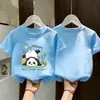Camiseta de Algodão Puro de Manga Curta para Meninas, Novo Estilo de Verão, Top Estiloso Estampado, Infantil Soltinho, Respirável, Camiseta Básica Versátil