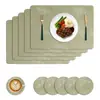 Manteles individuales de seda PU en stock, manteles de mesa de cuero, manteles individuales de hotel, manteles individuales de estilo occidental de doble cara, tapetes termoaislantes, venta al por mayor, impermeables y a prueba de aceite