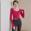 Roupas de Yoga com Bojo, Tops de Yoga de Manga Longa, Novas Roupas de Treino de Pilates de Alto Padrão Outono e Inverno, Roupas de Fitness