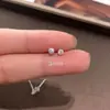 Brincos de tarracha s925 com cravação de zircônia de quatro garras, moda, presente, acessórios femininos transfronteiriços, diamante brilhante, cristal redondo, joias pequenas, brincos de prata