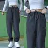 Pantalones Casuales de Sarga para Hombres y Mujeres Primavera y Otoño Pantalones Deportivos Sueltos Versátiles de Moda Tendencia Pantalones de Chándal Pernera Ajustada Hacia Abajo Dobladillo Harem