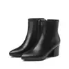 Zapatos de mujer para comercio exterior, nuevos modelos de otoño e invierno, punta fina, cremallera lateral, cálidos, tacón grueso, estilizan, versátiles, botines cortos simples para mujer, talla grande