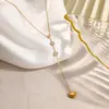 Collar Yuhui de Acero de Titanio Transfronterizo con Colgante de Corazón Incrustado de Diamantes, Doble Capa, Cadena en Forma de Y de Acero Inoxidable Chapado en Oro