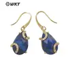 WT-E688 Pendientes Cortos de Gancho para Mujer Estilo Noble y Frío Piedra Semipreciosa Circonita Microincrustada para Regalo de Cumpleaños de Niñas