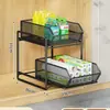 Cesta de Estante de Almacenamiento Extraíble para Fregadero Estante de Gabinete Cocina Cajón para Platos Gabinete de Cocina en Capas Estante de Almacenamiento para Especias