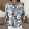 Sudadera con Botones y Cuello en V de Nuevo Estilo Transfronteriza de Manga Larga Otoño e Invierno con Estampado Moda Personalizada Chaqueta Suéter Casual para Mujer