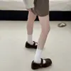 Calcetines de mujer estilo coreano para principios de otoño, calcetines holgados de rayas verticales con temperamento, estilo miu, baja saturación, color liso versátil, calcetines de media pantorrilla, calcetines de algodón sin costuras