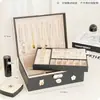 Caja de joyería de cuero PU, caja de joyería de madera de doble capa, caja de almacenamiento de joyería estilo princesa, caja de maquillaje, venta al por mayor