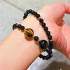 Pulsera de Ágata Negra y Ojo de Tigre de Alta Calidad 7A con Diseño de Múltiples Círculos para Mujer