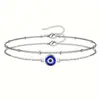 Pulsera de acero inoxidable para mujer con ojo turco de doble capa dorada de 2 piezas Pulsera dorada de 2 piezas con ojo del diablo plateado chapado en oro de 18K