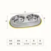 Comedero para Gatos Tazón para Comida de Mascotas Acero Inoxidable 304 Comedero y Bebedero Integrado Doble Tazón Bebedero para Gatos Antiderrames