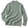 Otoño Invierno Comercio Exterior Ropa Infantil Suéter de Punto Vertical con Cuello Medio Alto Mezcla de Lana Color Sólido Tops para Niños y Niñas Transfronterizo