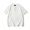 Camiseta blanca de alta gama estilo americano con cuello henley y manga corta para hombre, nuevo modelo de verano, transpirable, corte holgado, talla grande, camiseta de moda