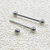 Aleación de Titanio G23 1.2 mm Bola Redonda de Doble Punta Clavo de Lengua con Diente Interno Varilla de Puente de Oreja de Lengua Decoración de Lengua Piercing F-136 Titanio Rosca Interna