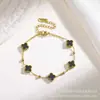 Pulsera de Acero de Titanio de 9 mm Trébol de Cuatro Hojas Concha Trébol de Cuatro Hojas Pulsera Versátil No se Desvanece Ins Pulsera de Trébol