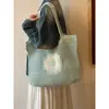 Bolso tote tejido calado floral estilo coreano para mujer, bolso de hombro tejido de gran capacidad, bolso de mano versátil casual