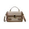 Sudeste Asiático Tendência Nova Linho Cor Contrastante Portátil Pequena Bolsa Quadrada Feminina Transfronteiriça Textura de Alto Padrão Bolsa Transversal para o Dia a Dia