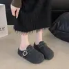 Zapatillas de Felpa Retro Birkenstock de Suela Gruesa, Cerradas, de Lana y Piel para Mujer 2026, para Pisar, Uso Exterior, Invierno, Nuevas Botas de Nieve
