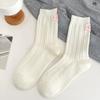 Calcetines blancos apilados para mujer, calcetines de primavera que combinan con todo, calcetines de tela para el talón, calcetines de tubo medio de estilo japonés, estilo coreano, estilo universitario, de moda ISN para mujer