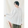 Cross-border japonês venda quente 2023 outono nova costura camisa feminina plissada camisa solta top 4 cores