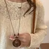 Colar com pingente de madeira étnico vintage inspirado em Zen estilo chinês para mulheres, estilo longo, nicho, versátil, acessório boêmio moderno