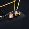 Pendientes de Trébol de Cuatro Hojas de Nácar Rosa Natural Moda Exquisita Micro-pavimentados con Circonita Tapones para Orejas de Gama Alta Originales Pendientes Retro Accesibles