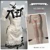 Vestido Qipao Sexy de Seda Inspirado em Borboleta com Mangas Bufantes Estampadas de Botão Uniforme Cosplay Lolita Panda Maid A784