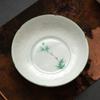 Olla de Bambú Verde Pintada a Mano Boca de Kwai Soporte para Mesa de Burbujas Secas Porcelana Blanca de Dehua Cojín para Tetera de Té Kung Fu Estilo Chino Dispensario Bandeja para Frutas