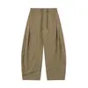 Calça Cargo Patchwork Desconstruída Retro Japonesa Ru Meng com Cordão para Homem Outono Silhueta Solta Perna Reta Calças Casuais