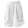 Shorts Esportivos Leves para Uso Externo, Estilo Verão Fino, Casual Respirável com Textura Waffle, Shorts Simples Soltos de Comprimento Médio