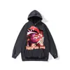 Sudadera con capucha holgada y pesada estilo retro americano de Batman para cruzar fronteras, talla extragrande, lavada y desgastada, chaqueta de 480 g