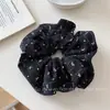 Scrunchie de bolinhas com laço estilo coreano, acessório de cabelo de alta qualidade e estiloso para prender o cabelo ou fazer um coque