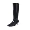 2024 Nuevas Botas de Moda Otoño e Invierno Francesas Europeas y Americanas Pedal Charol Tacón de Gato Puntiagudo Botas Altas Mujer