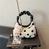 Yuezi 2026 Nova Moda Bolsa Térmica de Lona com Bolinhas para Almoço para Mulheres, Bolsa de Mão e Bolsa Transversal com Design, Bolsa Tote Pequena Versátil para o Dia a Dia