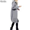 2021 Amazon Otoño Nuevo Sudadera de Terciopelo Larga Oversize para Mujer Talla Grande Holgada con Capucha Chaqueta Cárdigan