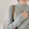 Suéter Base de Punto de Cuello Alto Medio Estilo Coreano, Tendencia Popular Otoño e Invierno 2025 para Mujer, Top Versátil y Elegante