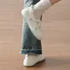 Sapatos Mary Jane de Renda com Laço Estilo Doce Feminino 2026 Nova Chegada de Outono Aumento Interno de Altura Velcro Bolinhas Sapatos Brancos