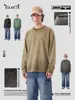 TILANI Ropa para Hombre Estilo Tierra Agotada Serie Vintage Vieja 280 Color Frito Lavado Camiseta de Manga Larga Cuello Redondo Camiseta Básica para Hombre y Mujer