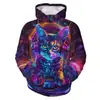 Presenta un lindo diseño de gatito con impresión 3D; una sudadera casual nueva y moderna para hombre con capucha, vendida directamente por el fabricante