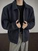 Chaqueta Pesada Gris Simple con Solapa para Hombre Otoño Cremallera Cárdigan Talla Grande Top Hip Hop Americano Chaqueta Casual