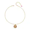 Juego de Joyería de Cadena para Suéter con Colgante Redondo Floral Vintage de Qingdao y Pendientes para Mujer con Diseño de Circonita y Acabado de Alta Gama