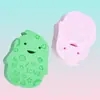 Esponja de banho de desenho animado pva pinguim rosa algodão de banho pva sapo verde pele infantil esponja cinza amigável