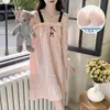 2026 Verano Nuevo Estilo Algodón Nube Bordado Tejido Manga Corta Camisón para Mujer con Copas Estilo Princesa Ropa de Casa Vestido Largo