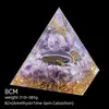 Pirámide de Cristal Natural de 8 cm Decoración Creativa para el Hogar Adorno Artesanal Bola de Cristal Envuelto en Resina Pirámide de Resina